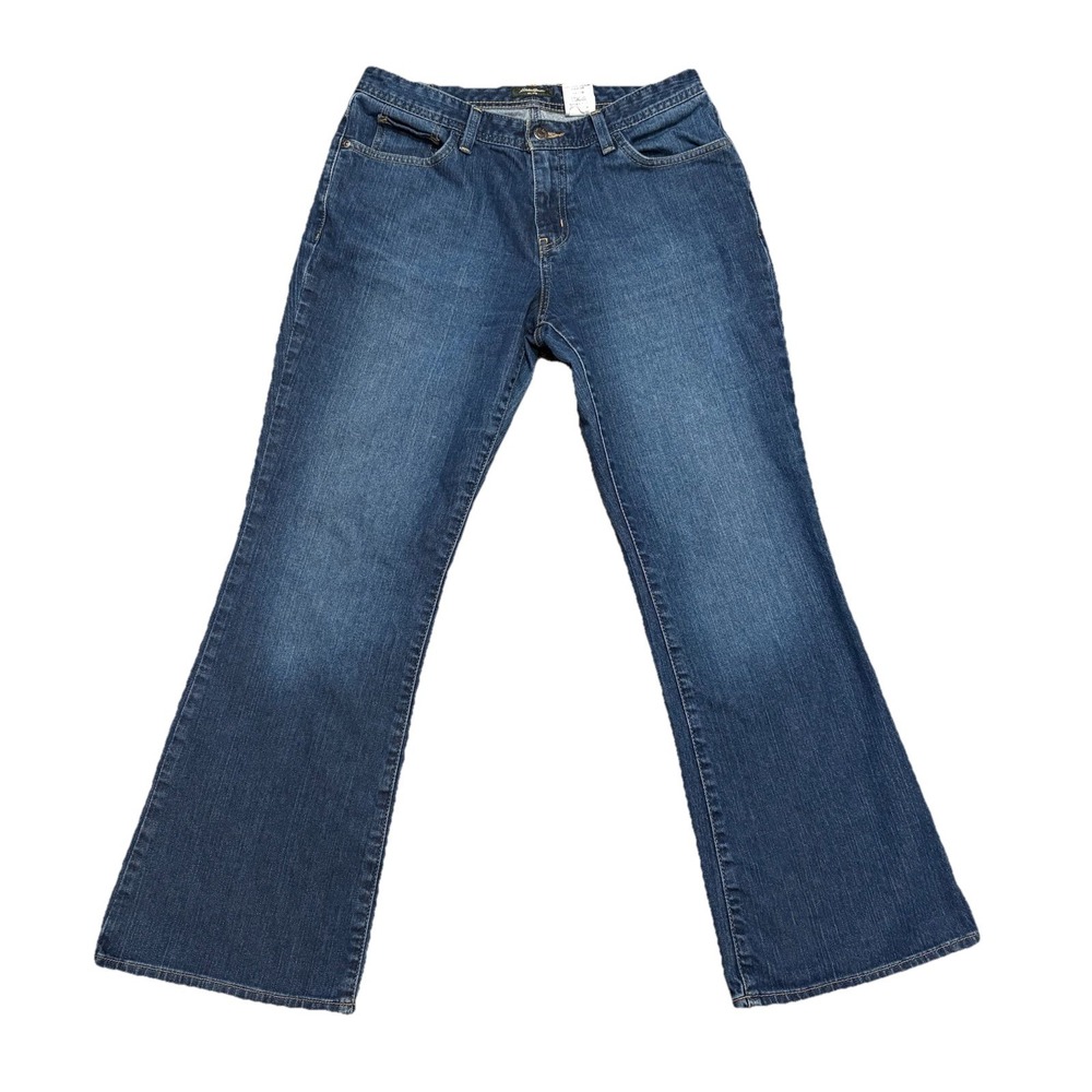 Eddie Bauer Womens Shaped Bootcut Jeans Blue Stretch Denim Size 14 Mid Rise
